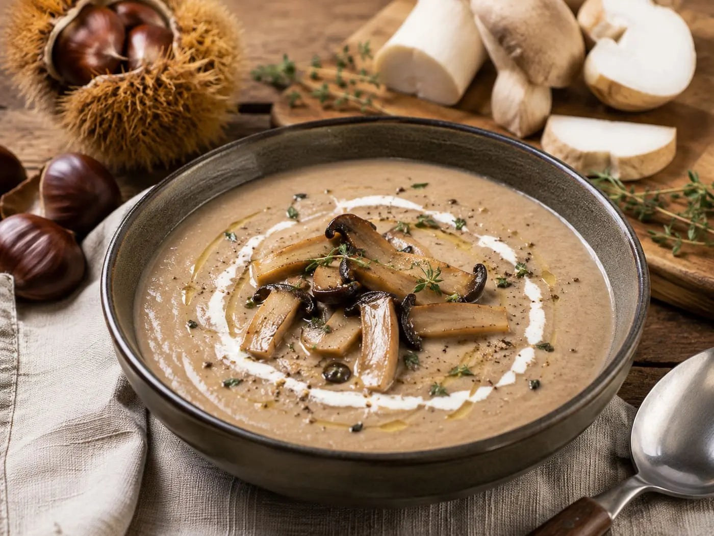 Vellutata funghi e castagne